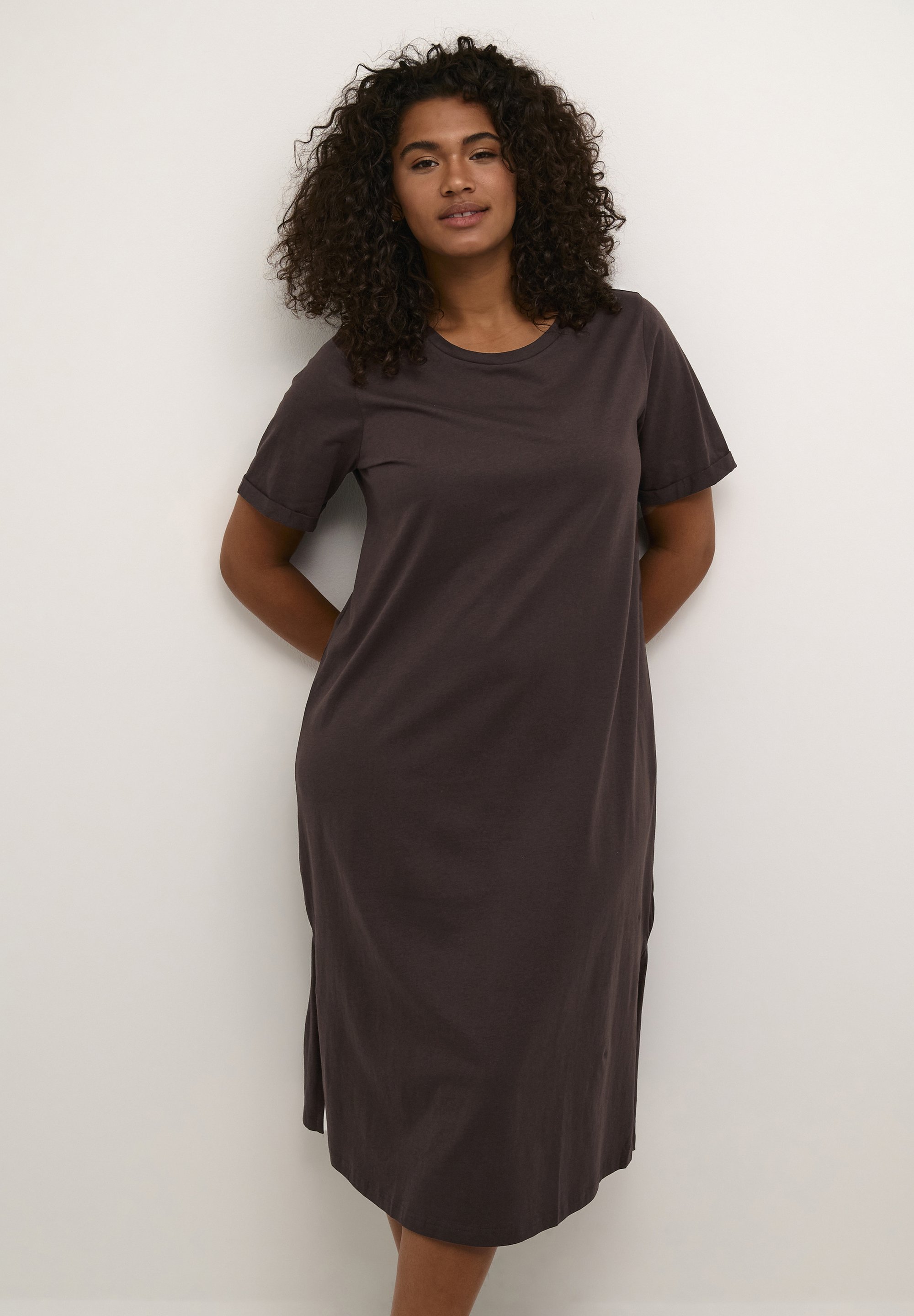 Kaffe Curve KCCALINE - Jersey dress - java/brown - Zalando.ie