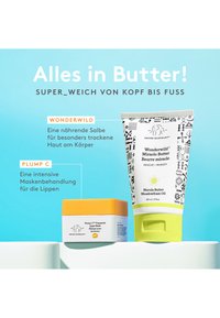Two skincare products on a light background: a white tube with a patterned cap and a square orange-top jar with a white label.