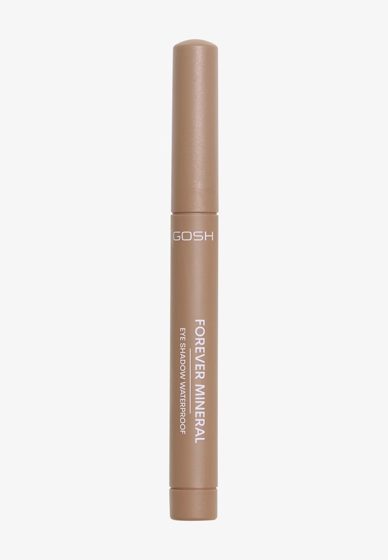 GOSH Forever Mineral wasserfeste Lidschatten in einem zylindrischen, beige-farbenen Behälter mit weißem Text und einer runden Kappe.