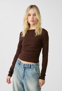 LONG SLEEVE WITH GATHERING  - Maglietta a manica lunga - dark brown