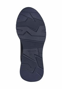 Suola della scarpa in un blu navy scuro con motivo a zigzag, con aree sia testurizzate che lisce per una migliore aderenza. Include la marcatura della taglia "42."
