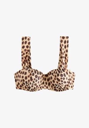 Leopardimustriga bralette laia rihmade ja struktureeritud koppadega.