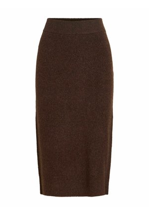VILA, KNITTED SKIRT VILOLO MIDI - Jupe crayon - coffee bean