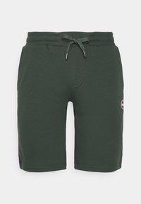 Gröna bomullsmixade shorts med elastisk midja och dragsko. Har sidofickor och ett logotyg på vänster ben.