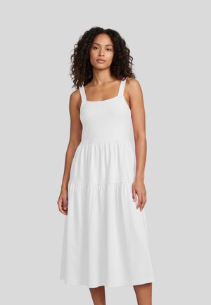 Urban Classics, SQUARED NECK SLEEVELESS RUCHED RUFFLE SUMMER DRESS - Robe en jersey - white
