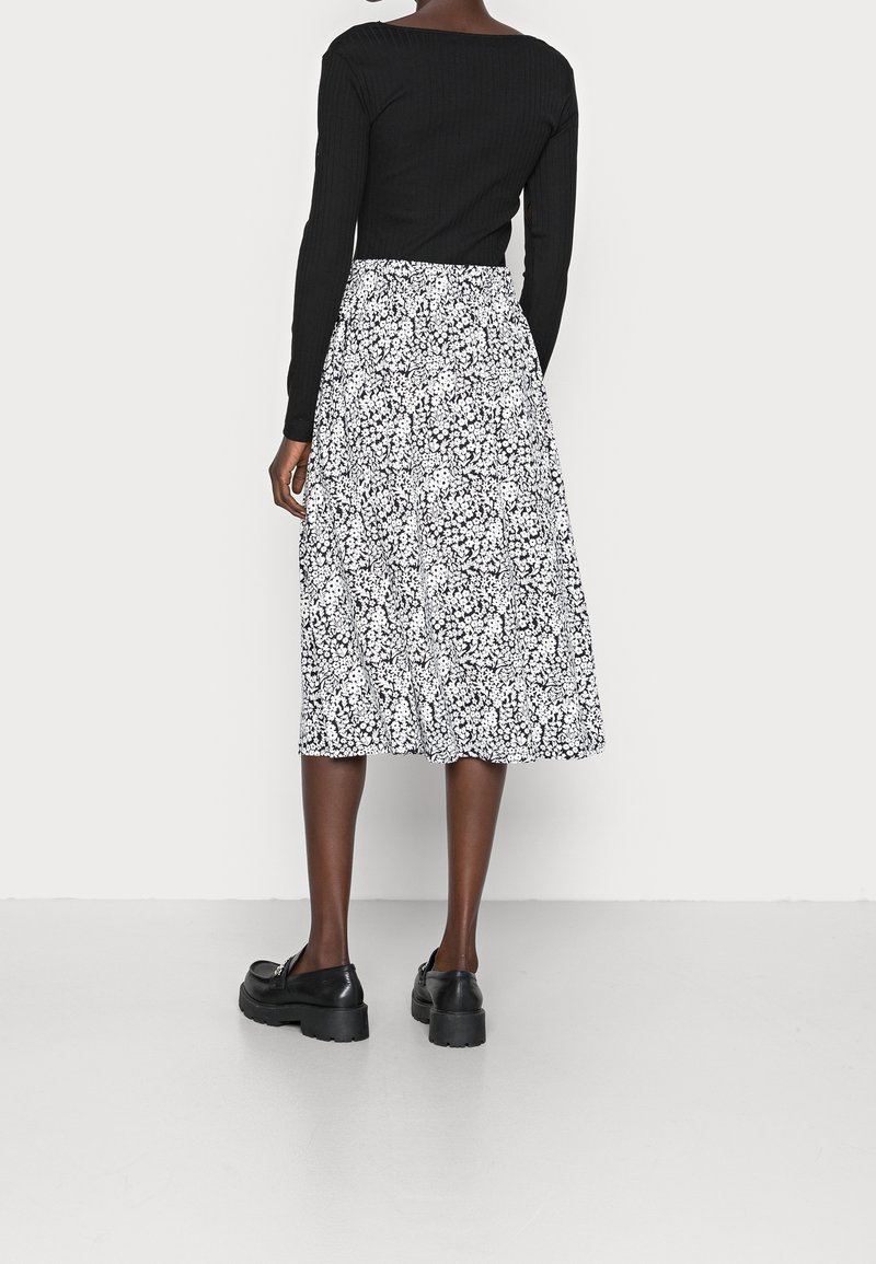 Marks&spencer T. 16 (44) Noir Midi Jupe A-line Laine Rayures Paillettes