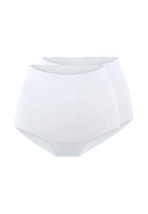 Culottes blanches en coton taille haute, vendues par pack de deux, avec une texture lisse et un design sans coutures pour le confort et l'ajustement.
