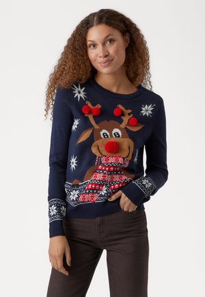 VMNEWFROSTYDEER O NECK XMAS - Strikkegenser - navy blazer