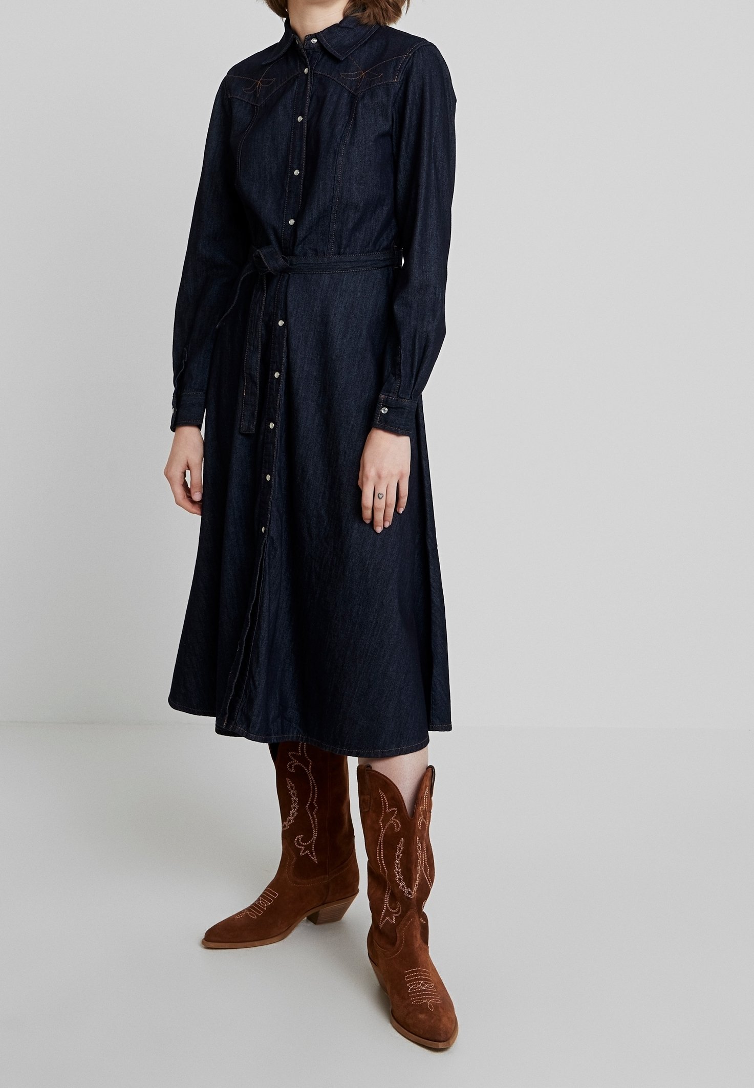 sisley denim dress Sisley Asymmetrical Denim Mini Dress Crossback Made in Italy M
