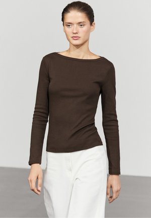 Massimo Dutti, LONG SLEEVE BOAT NECK T-SHIRT - T-shirt à manches longues - dark brown