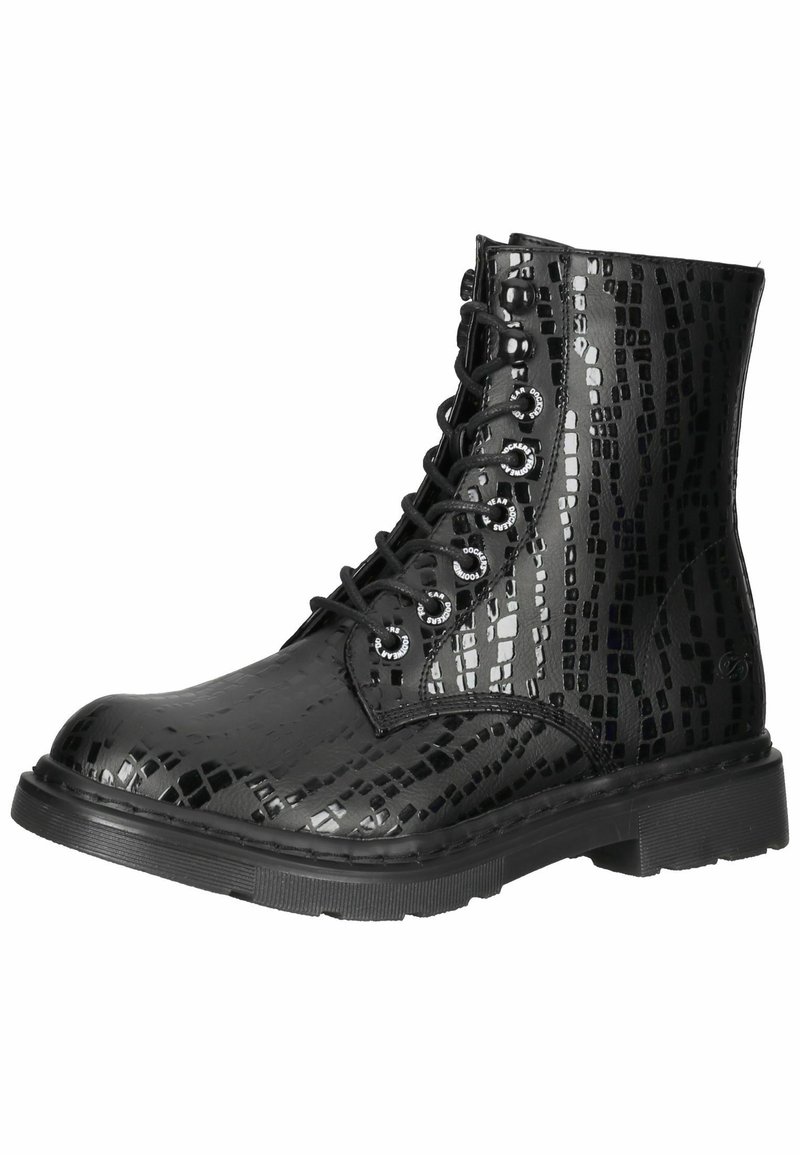 Damen Ankle Boots | Dockers by Gerli Schnürstiefelette schwarz/multi/schwarz - IT15103 Damen Ankle Boots | Dockers by Gerli Schnürstiefelette schwarz/multi/schwarz - IT15103