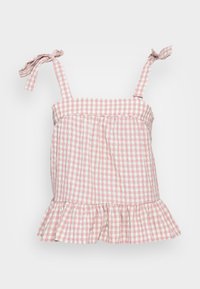 Top sem mangas em quadriculado rosa e branco com alças ajustáveis e bainha com nervuras. Feito de tecido leve com um caimento descontraído.