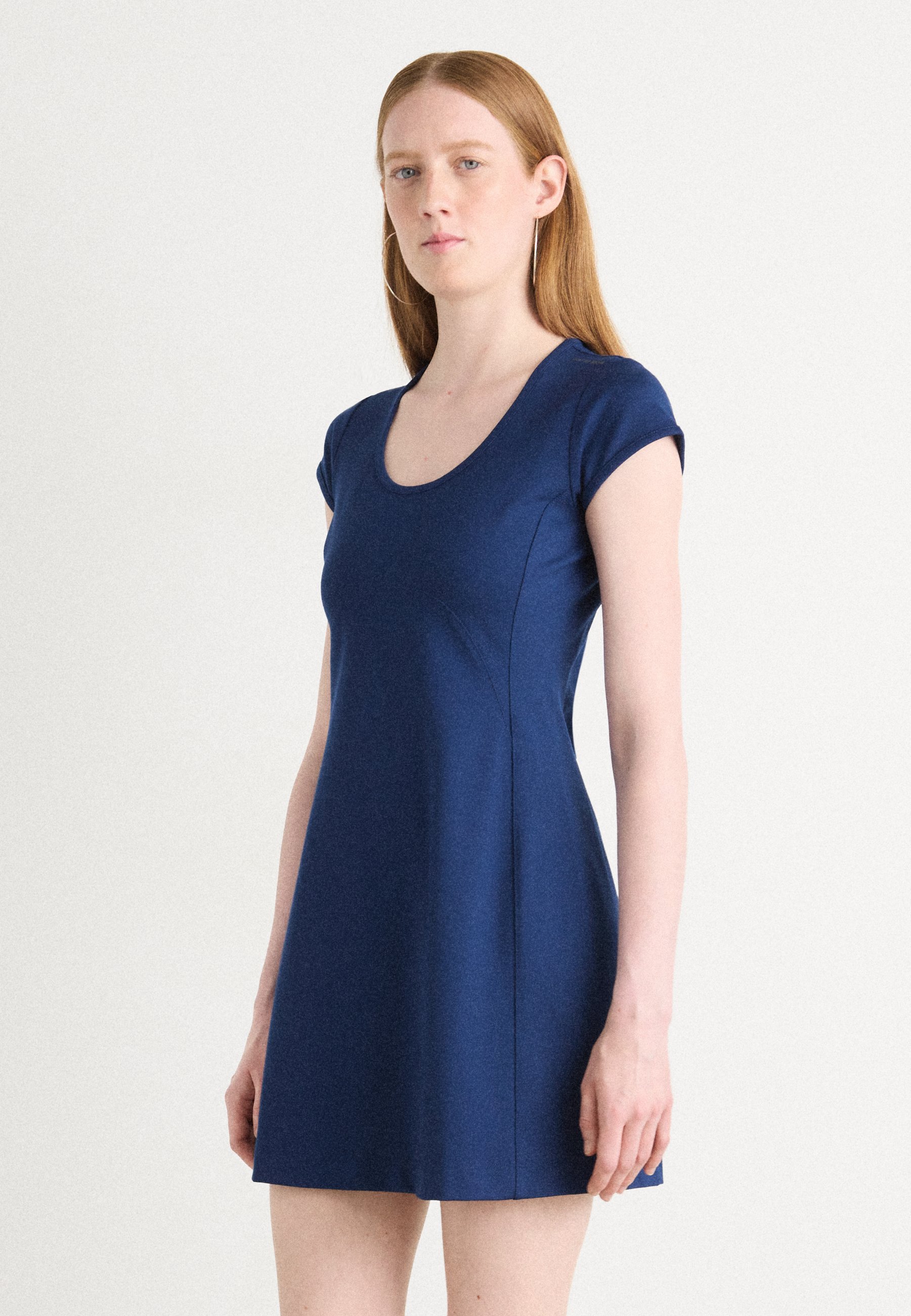 bright navy blue dress Calvin Klein White Dress with Blue Flowers – Watch My Style main image 0