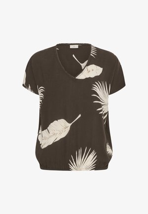 Kaffe, KAAMBER STANLEY AOP V-NECK - Pusero - c brown large scale leaf