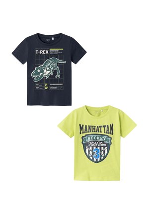 2ER-PACK RUNDHALS KURZARM BEQUEMES - Print T-shirt - artischocken grün
