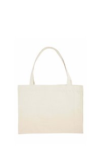 Canvas schoudertas in off-white, rechthoekige vorm met twee stevige handvatten. Heeft een eenvoudige uitstraling zonder patronen of versieringen.