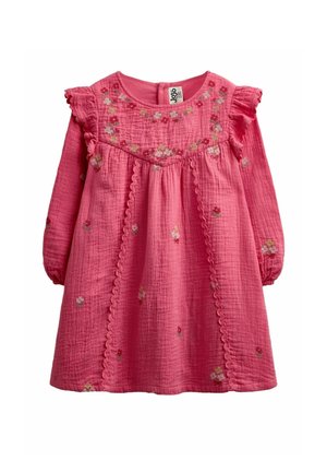 JoJo Maman Bébé, CROSS STITCH RUFFLE SLEEVE DRESS - Hverdagskjole - rust orange floral