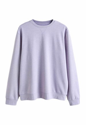 Light purple crewneck sweatshirt with long sleeves and ribbed cuffs and hem, displayed on a white background.