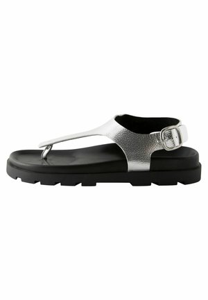 TOE THONG FOOTBED - T-bar sandals - silver