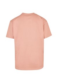 Rosa Baumwoll-T-Shirt mit kurzen Ärmeln, Rundhalsausschnitt und schlichter Gestaltung. Die Rückansicht zeigt eine glatte Textur ohne Muster oder Akzente.