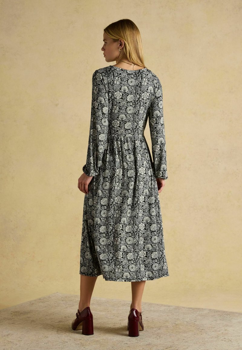 joules grey floral dress Joules Womens Finola Dress Gathered Waist Grey Bloom Floral Ladies Dre   Kent & Country