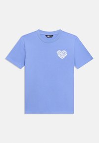 Ανοιχτό μπλε βαμβακερό κοντομάνικο T-shirt με στρογγυλή λαιμόκοψη και λευκό λογότυπο "The North Face" στο αριστερό στήθος.