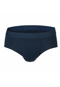 Granatowe męskie majtki wykonane z miękkiego materiału, z szerokim paskiem z wytłaczanym logo "JOOP!" oraz dopasowanym krojem.