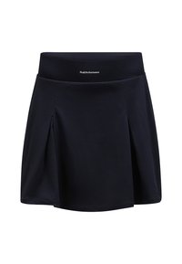 Gonna skort plissettata blu navy con un'ampia vita elastica. Realizzata in un tessuto liscio e leggero. Presenta un logo sulla vita anteriore.