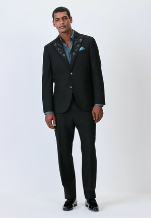 REGULAR FIT - EMBROIDERED LAPEL - Blazer jacket - black