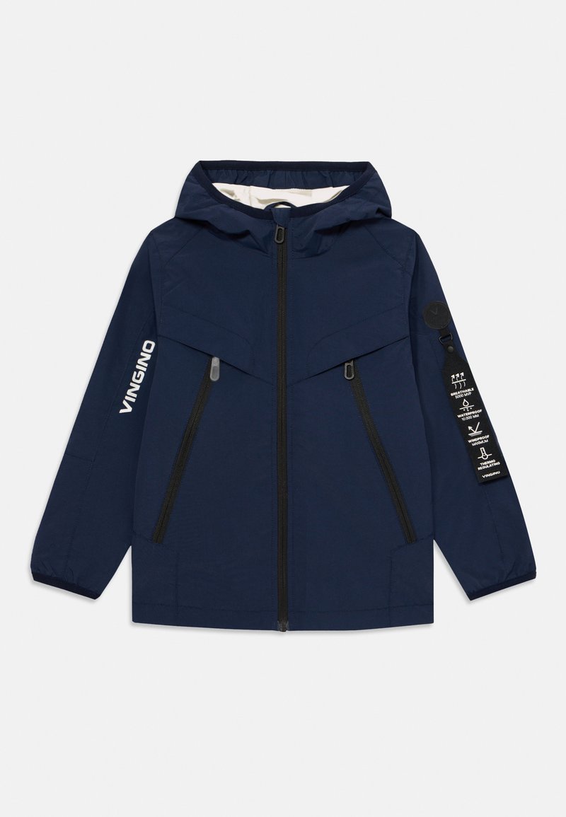 Jūras spēku jakas ar kapuci, ar melnā krāsā rāvējslēdzējiem un kabatām. "VINGINO" logo izdrukāts uz piedurknes. Izgatavota no viegla, gluda auduma.