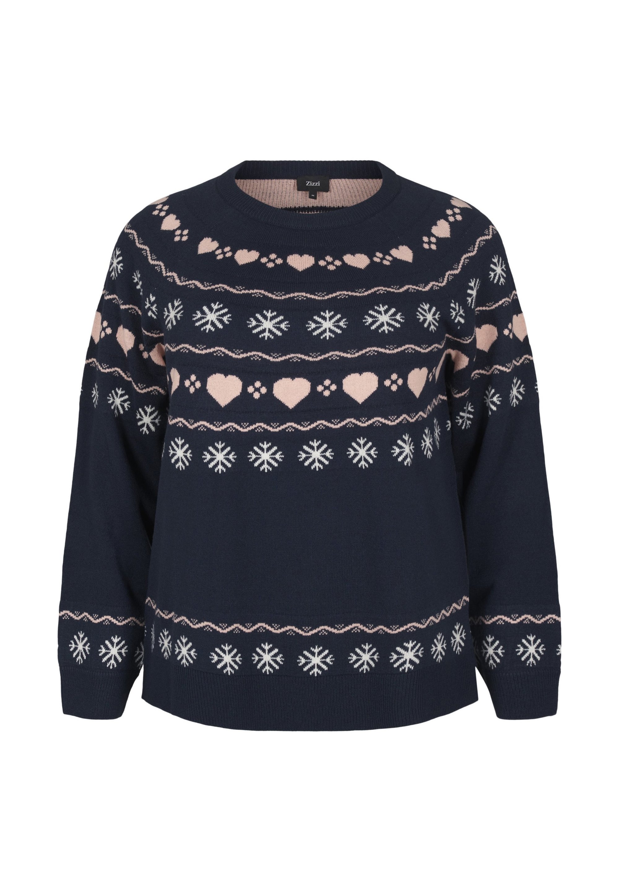 Zizzi LANGÄRMLIGES MIT WEIHNACHTSMOTIV Strickpullover navy