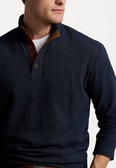 Polo Ralph Lauren HERRINGBONE PRINT LUXURY JERSEY PULLOVER - Topper langermet - winter navy heather