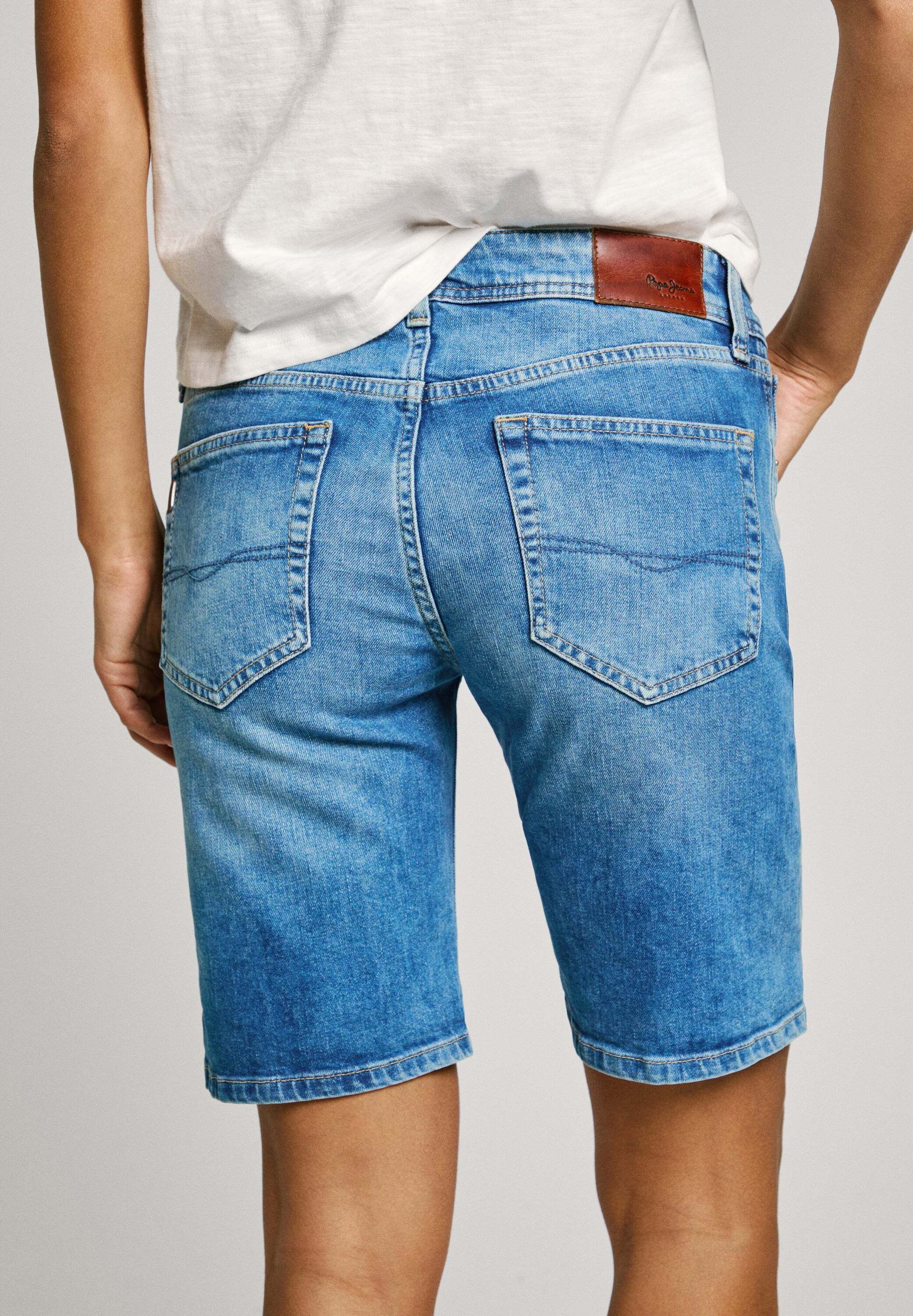 Short En Jean Délavé Pepe Jeans Pour Femme - Coupe Regular, 5 Poches, Taille Regular, 97% Coton