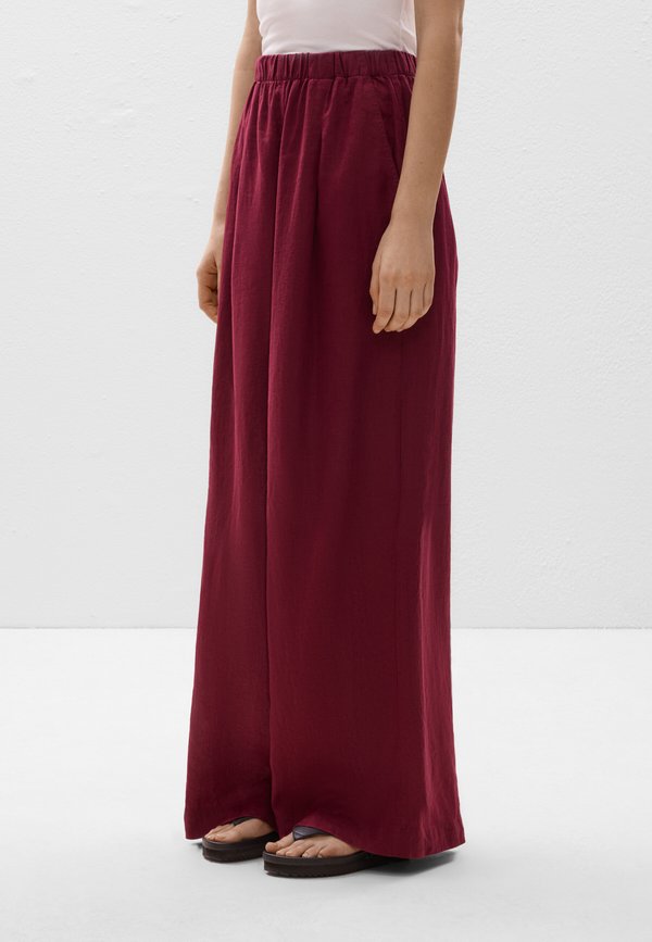 LINEN WIDE STRAIGHT-LEG - Stoffhose - bordeaux