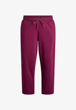 Burgundy bomulls-joggingbyxor med elastisk midja, justerbar dragsko och sidofickor, med en rak ben-design.