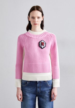 TROMPE L'OEIL CREWNECK - Strickpullover - ivory/bow pink
