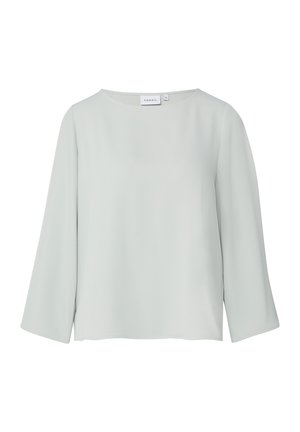 Jasnoszara bluzka z długim rękawem, z dekoltem typu łódka i prostym dołem, rozmiar mały, marki Comma.