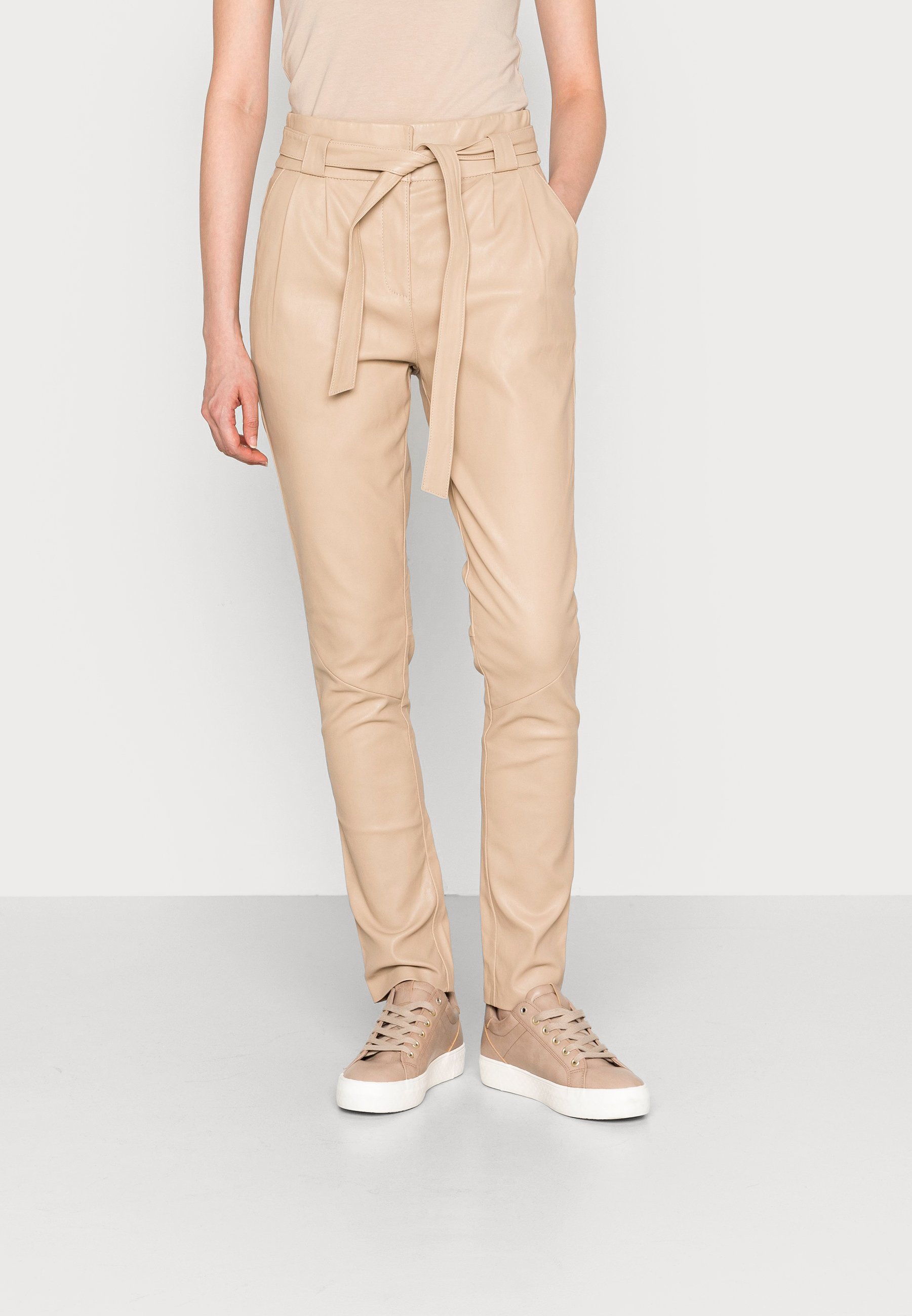 Ibana PAULA STRETCH - Leren broek - latte/Beige - Zalando.nl