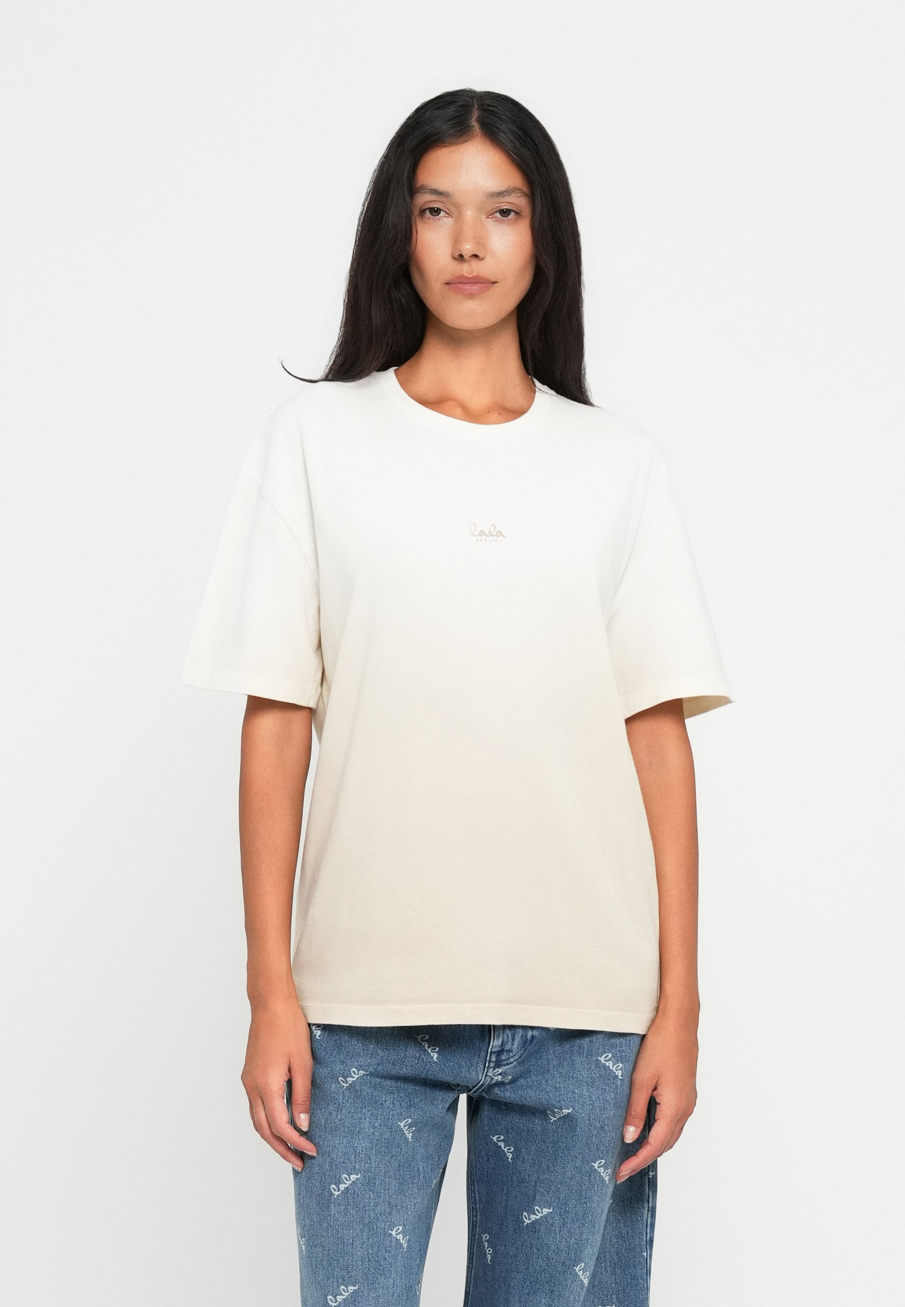lala Berlin Print T-shirt faded beige/taupe