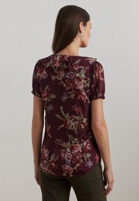 Lauren Ralph Lauren FLORAL GEORGETTE PUFF SLEEVE BLOUSE - Blūze - burgundy