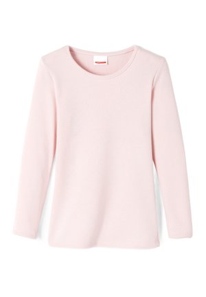Lange mouw top in lichtroze, gemaakt van zachte stof. Beschikt over een ronde halslijn en een eenvoudig, onversierd ontwerp dat geschikt is voor het lagen.