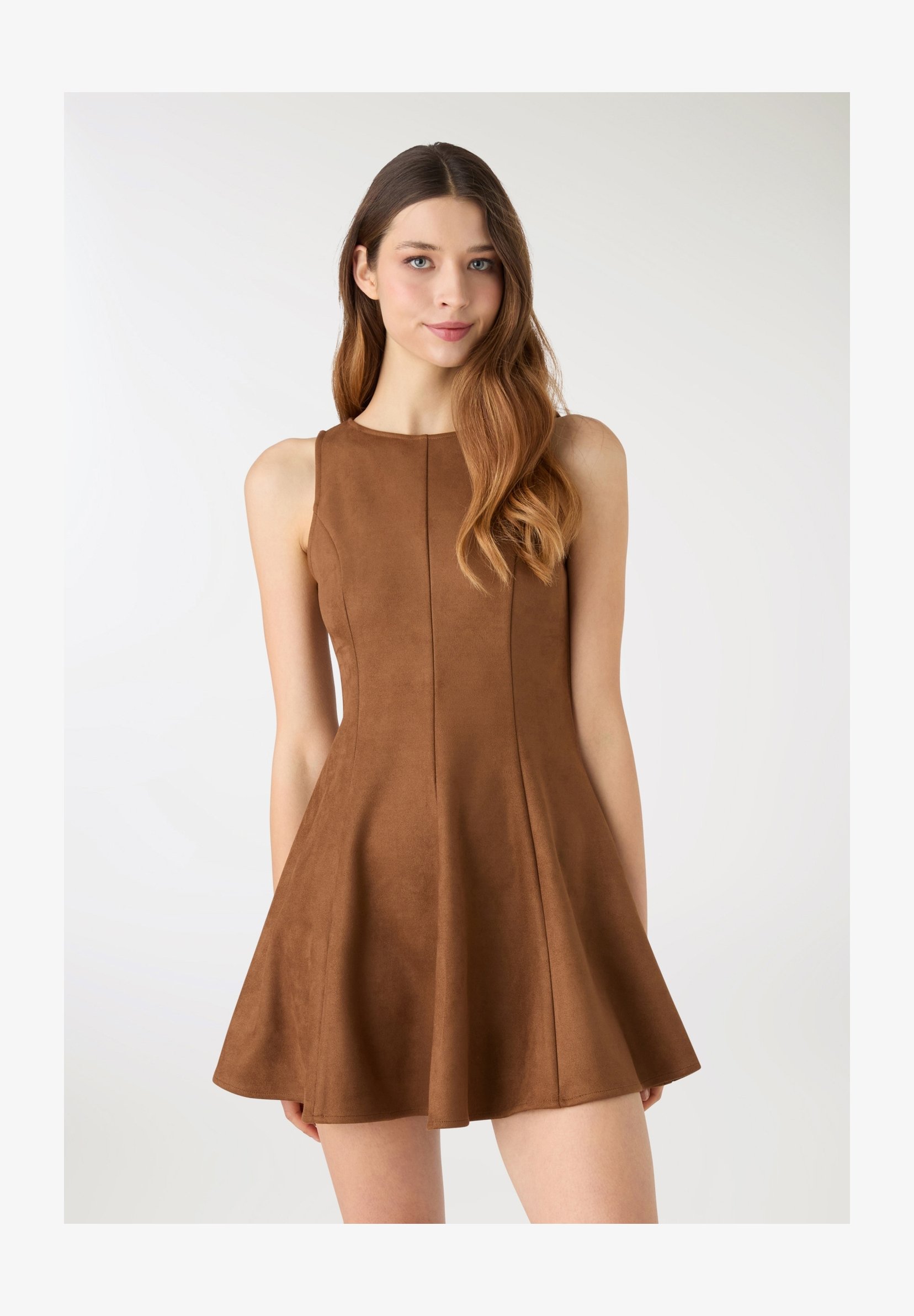 OMZIN Abito Midi Plissettato Donna Estate - Senza Maniche, Scollo Rotondo, Vita Alta - Nero/Colori Vari - Leggero E Comodo