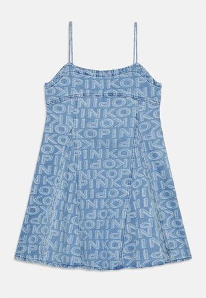 ABITO BRETELLE ALLOVER LOGO - Spijkerjurk - light blue