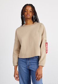 Alpha Industries - X FIT LABEL - Sweater - vintage sand Miniatuurafbeelding 1