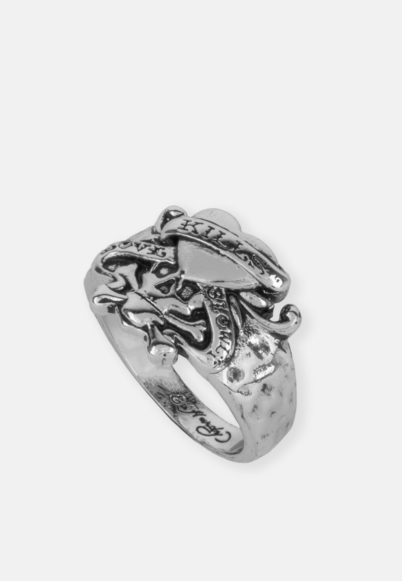 Ed Hardy LOVE KILLS SLOWLY CAST SIGNET RING - Ring - silver-coloured ...