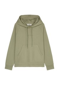 Ljust grön hoodies med en framficka, ribbade ärmar och en avslappnad passform. Mjuk struktur med en broderad logotyp på bröstet.