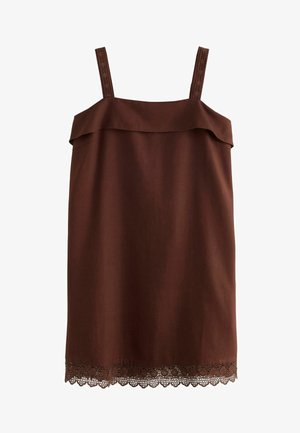 Next, PETITE FIT - STRAPPY FOLDOVER MINI SUMMER DRESS . - Vestido informal - chocolate brown