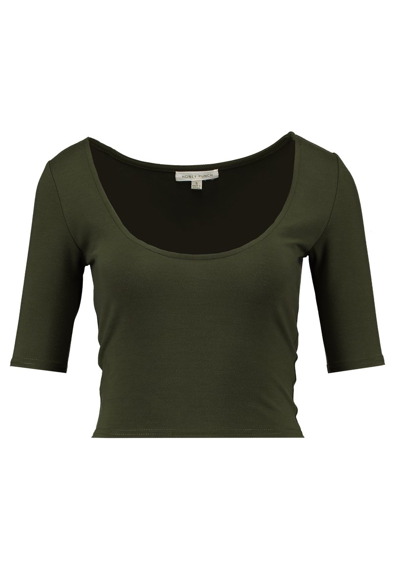 Honey Punch T-shirt basic olijfgroen gemêleerd Honey Punch T-shirt basic olijfgroen gemêleerd