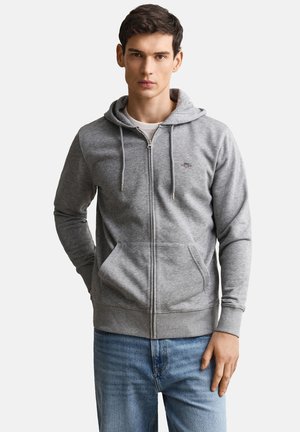 GANT, Sweater met rits - grey melange