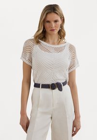 Lauren Ralph Lauren - Geo Motif Mesh Short Sleeve Jumper - Basic T-shirt - white Thumbnail Image 1